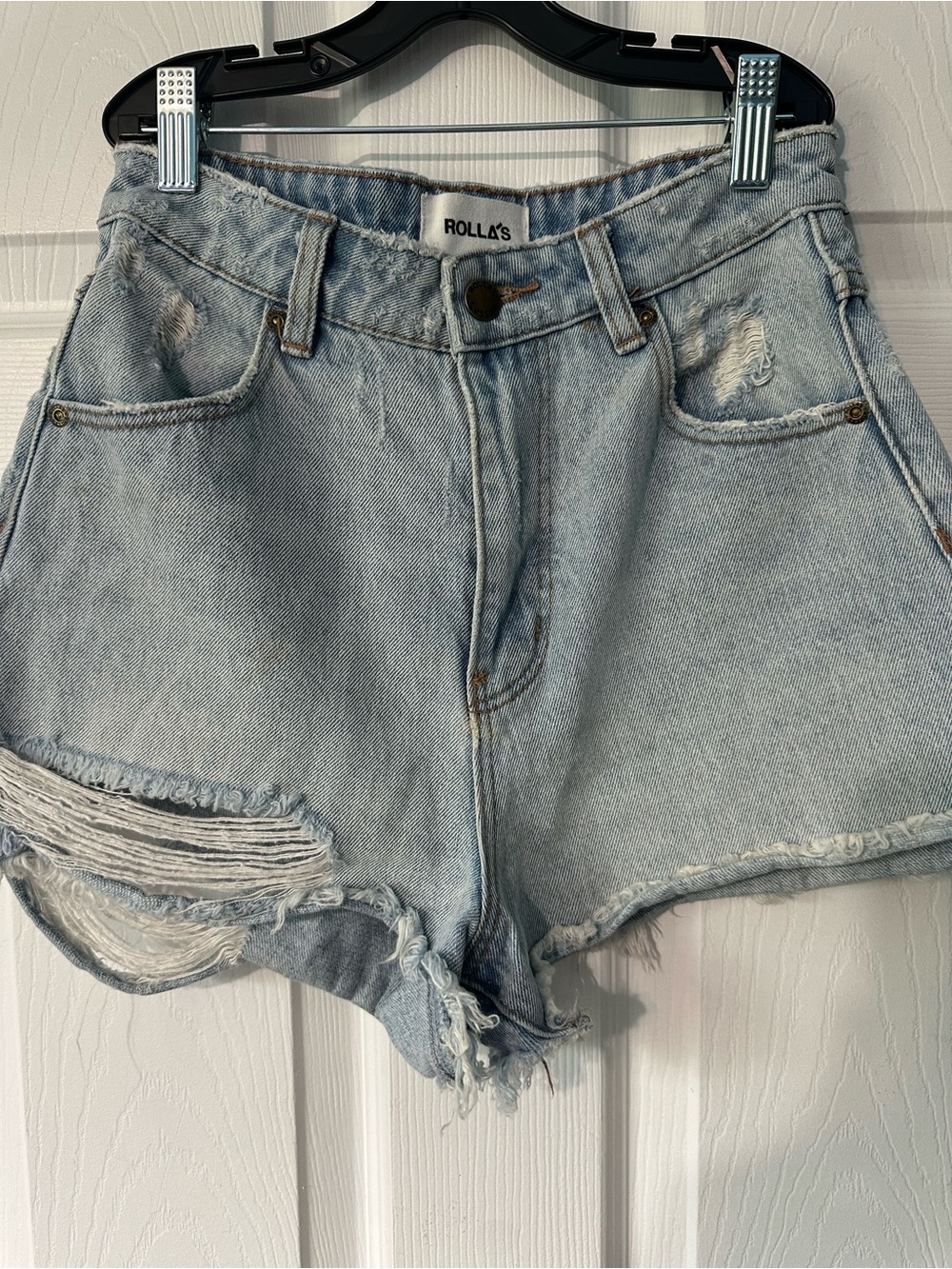 ROLLA'S Light Wash Distressed Denim Shorts